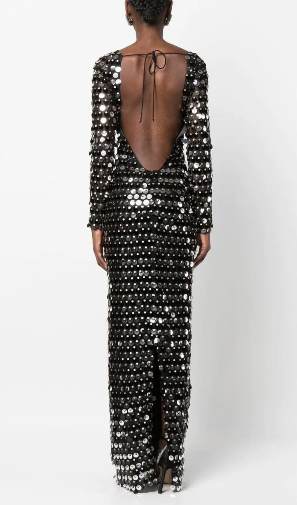 Sequin Long Sleeve Maxi Dress in Black