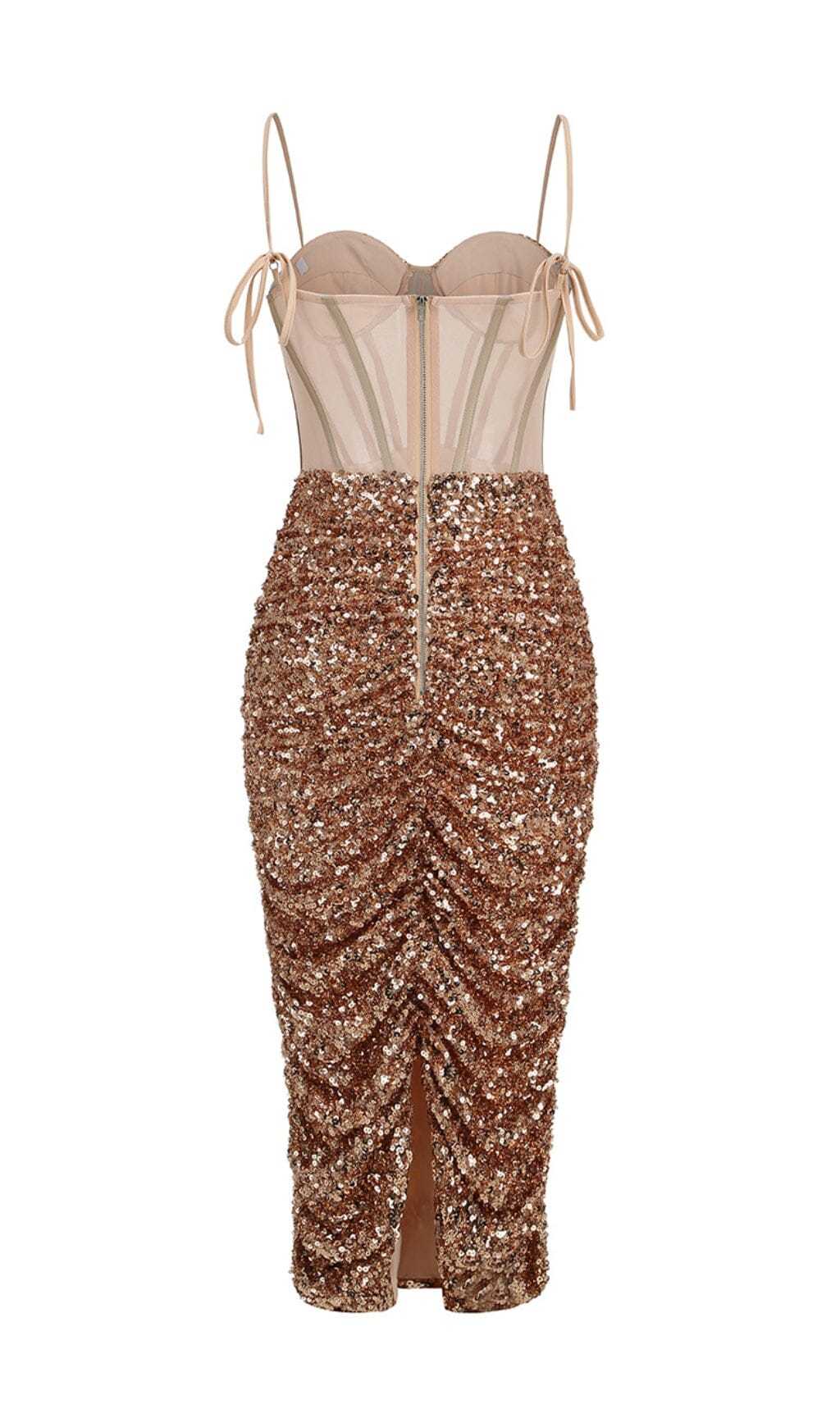 Sequin Corset Dress in Cream