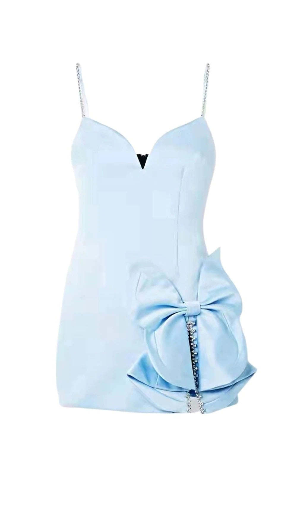 Brocade Crystal Embellished Mini Back Bow Dress