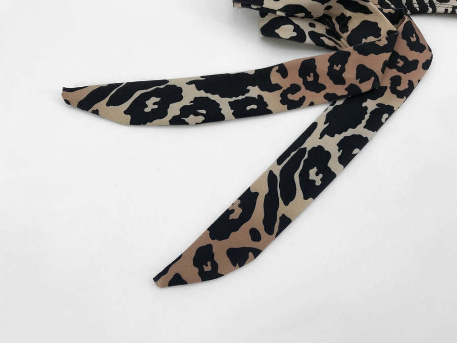 Leopard Print Strapless Knot Swimwear