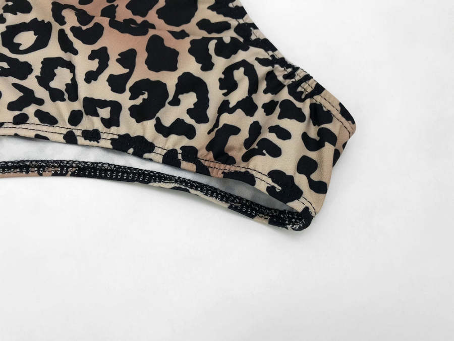 Leopard Print Strapless Knot Swimwear