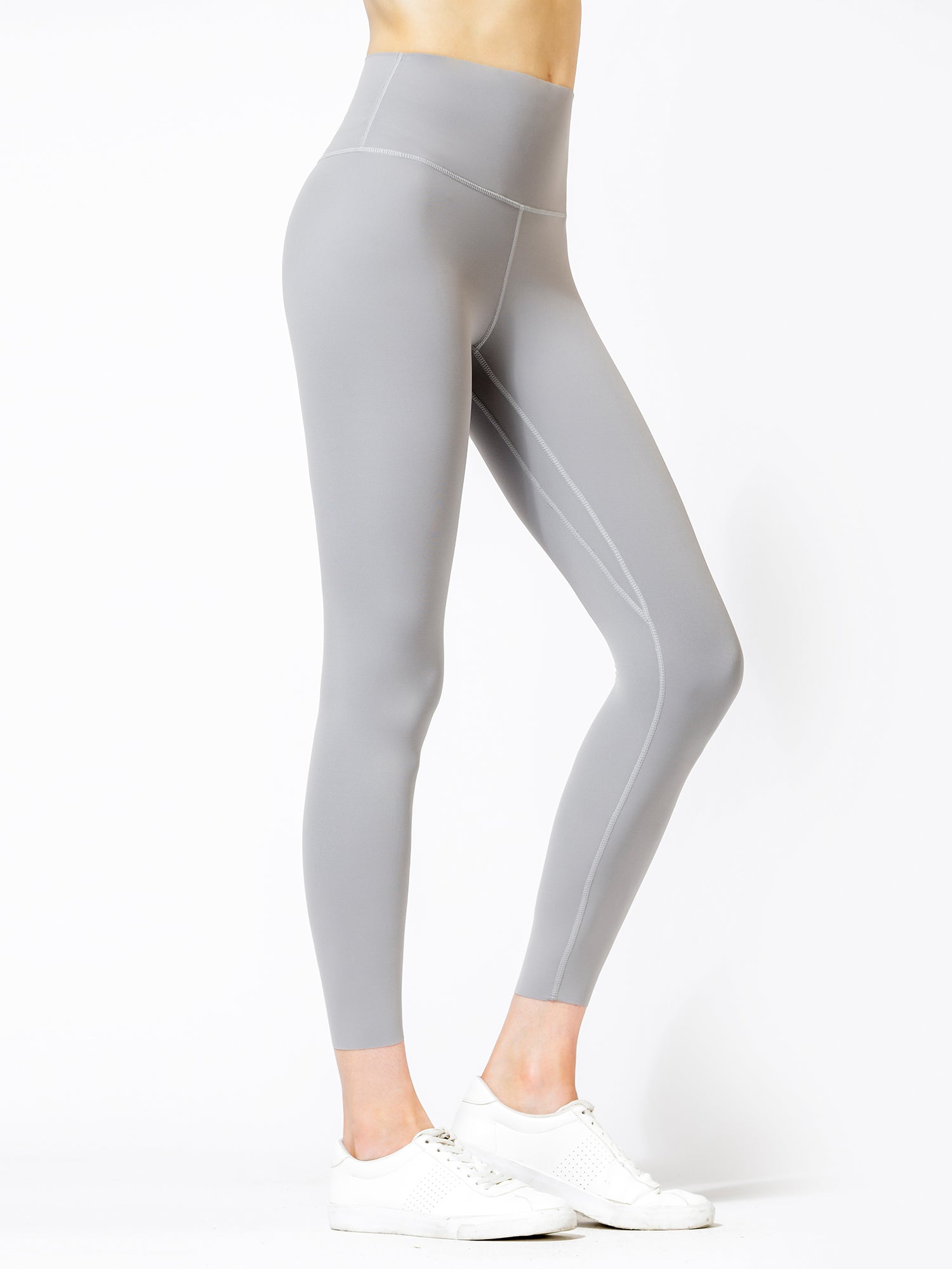 NUDE SEAMLESS HIGH WAIST ANKLE CROPS, LUNAR GREY