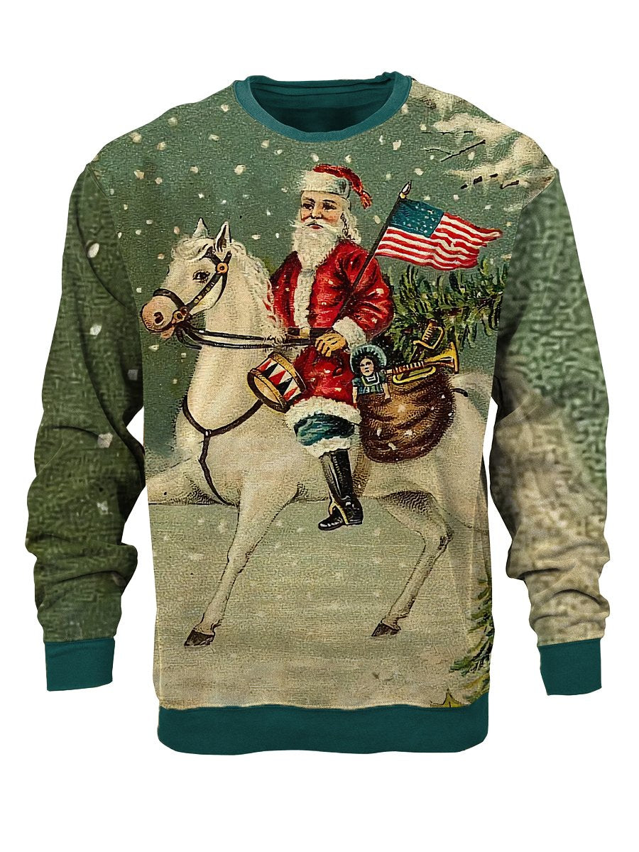 Men's Casual Sweatshirt Santa Claus Print Sweatshirt