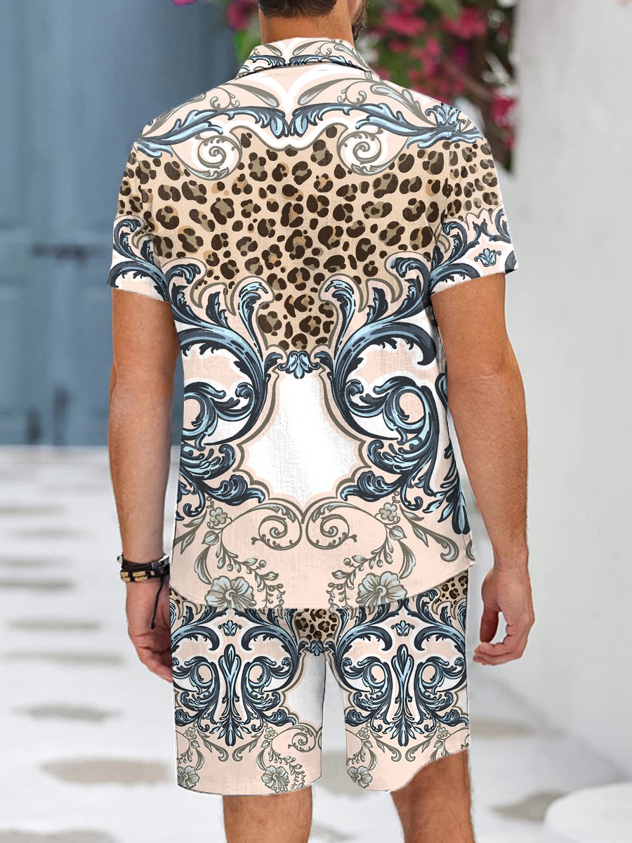 Men's Sets Leopard  Print Two Piece Sets