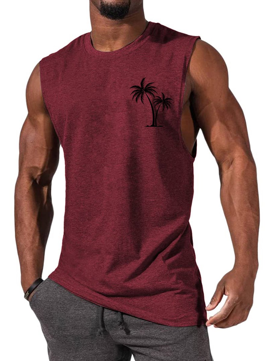 Men's T-shirt Hawaiian Coco Casual Comfort Print Sleeveless T-Shirt
