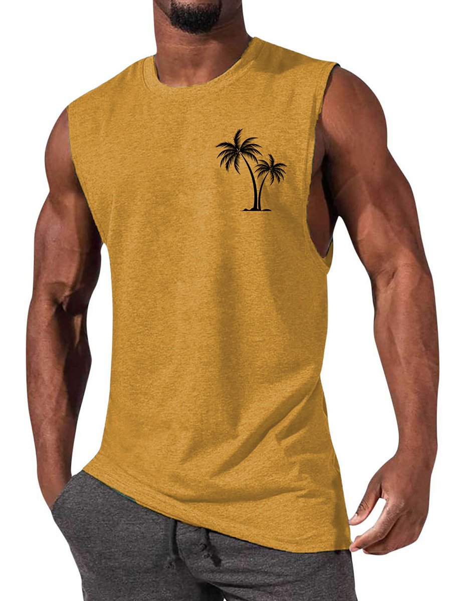 Men's T-shirt Hawaiian Coco Casual Comfort Print Sleeveless T-Shirt