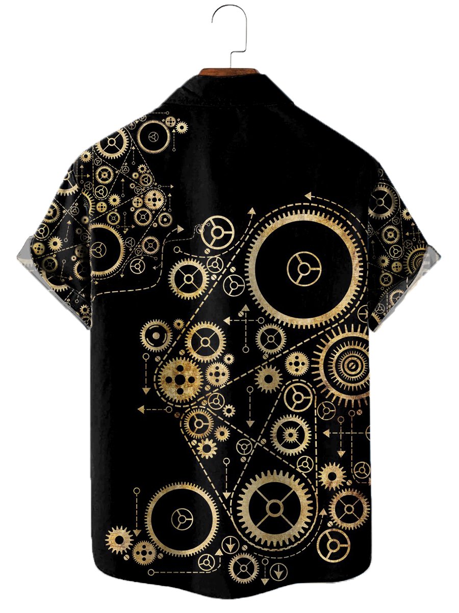 Vintage Hawaiian Shirts Steampunk Easy Care Chest Pocket Aloha Shirts