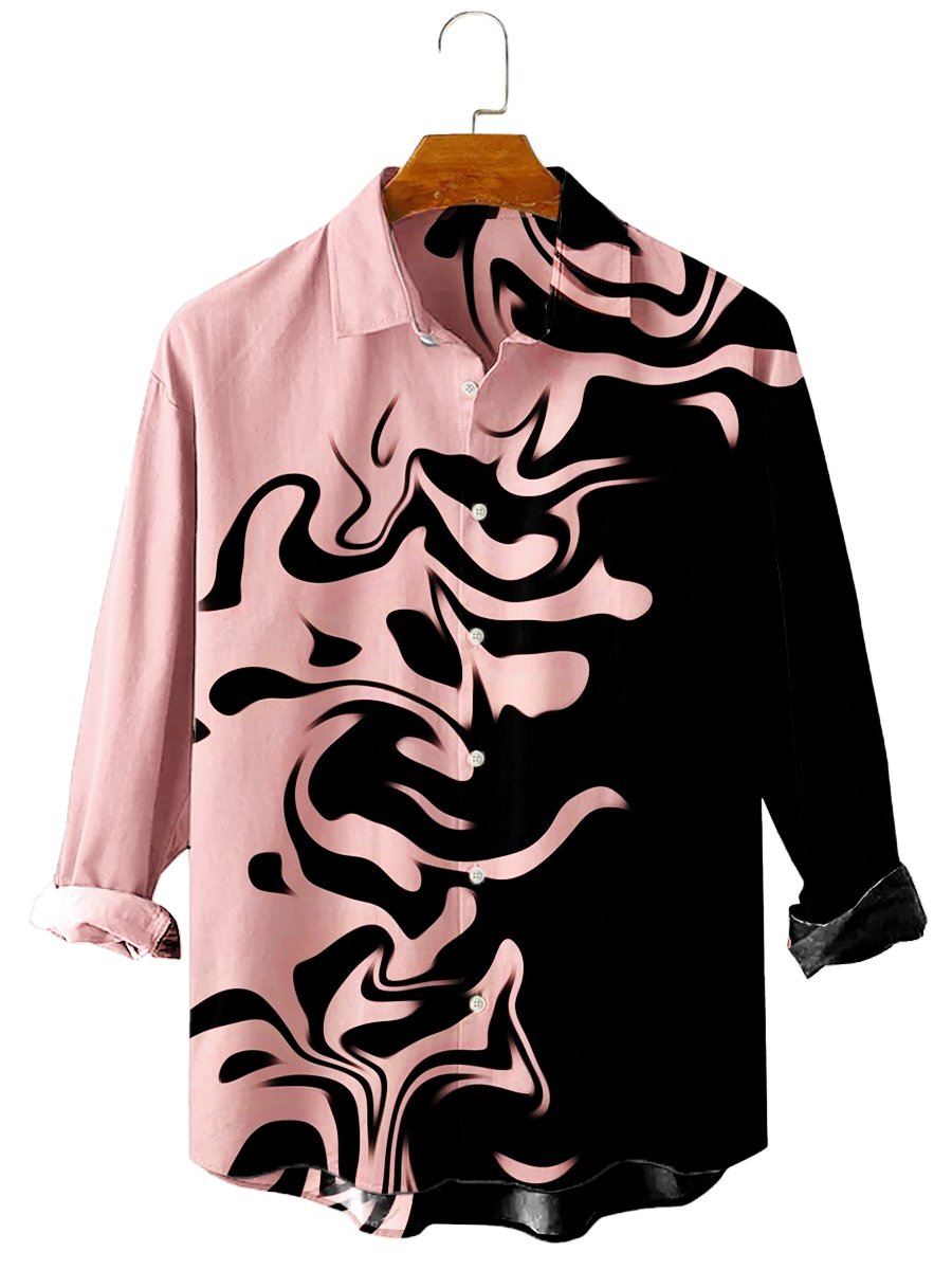 Men's Art Design Print Casual Long Sleeve Shirt