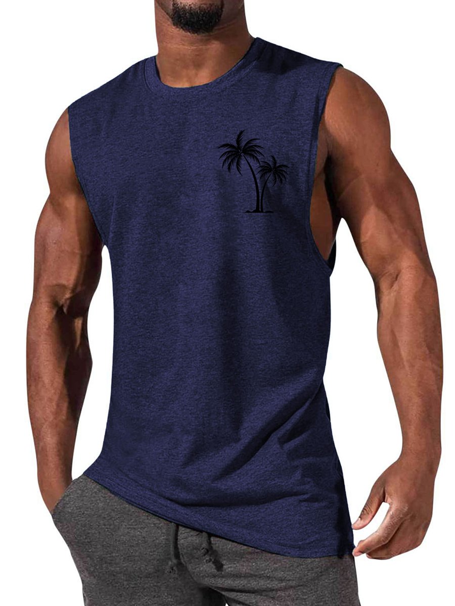 Men's T-shirt Hawaiian Coco Casual Comfort Print Sleeveless T-Shirt