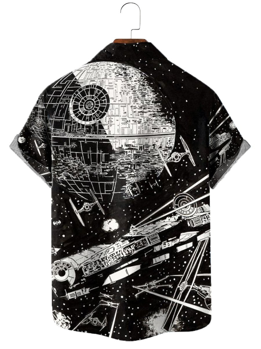 Men's Hawaiian Shirts Space Shuttle Print Short Sleeve Shirt