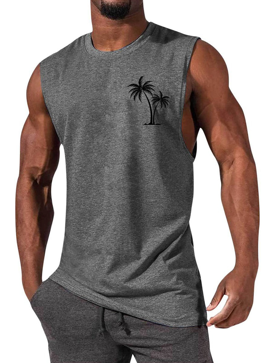 Men's T-shirt Hawaiian Coco Casual Comfort Print Sleeveless T-Shirt