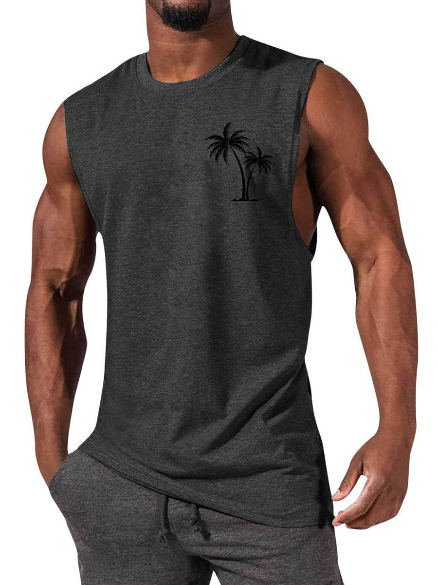 Men's T-shirt Hawaiian Coco Casual Comfort Print Sleeveless T-Shirt