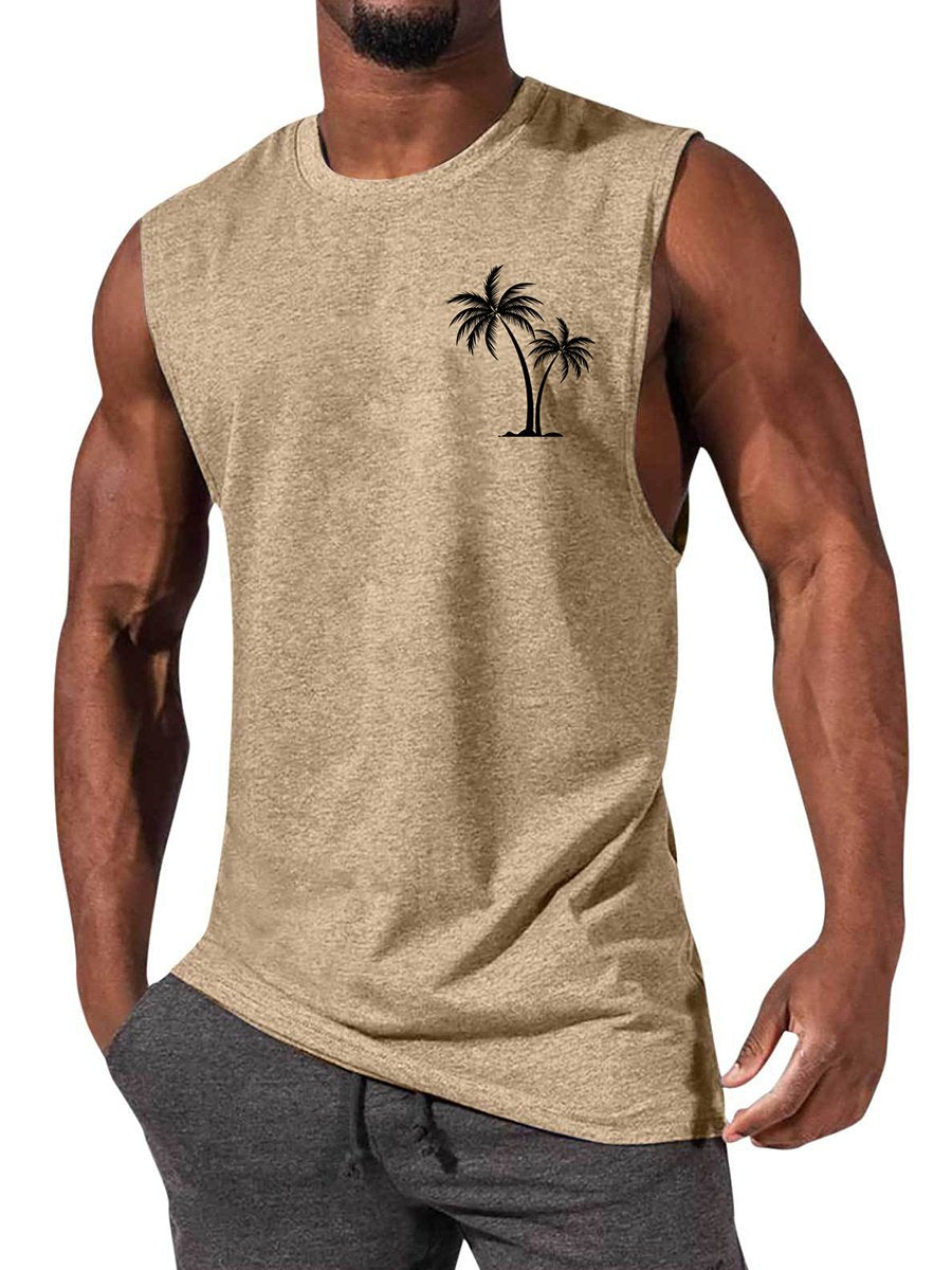 Men's T-shirt Hawaiian Coco Casual Comfort Print Sleeveless T-Shirt