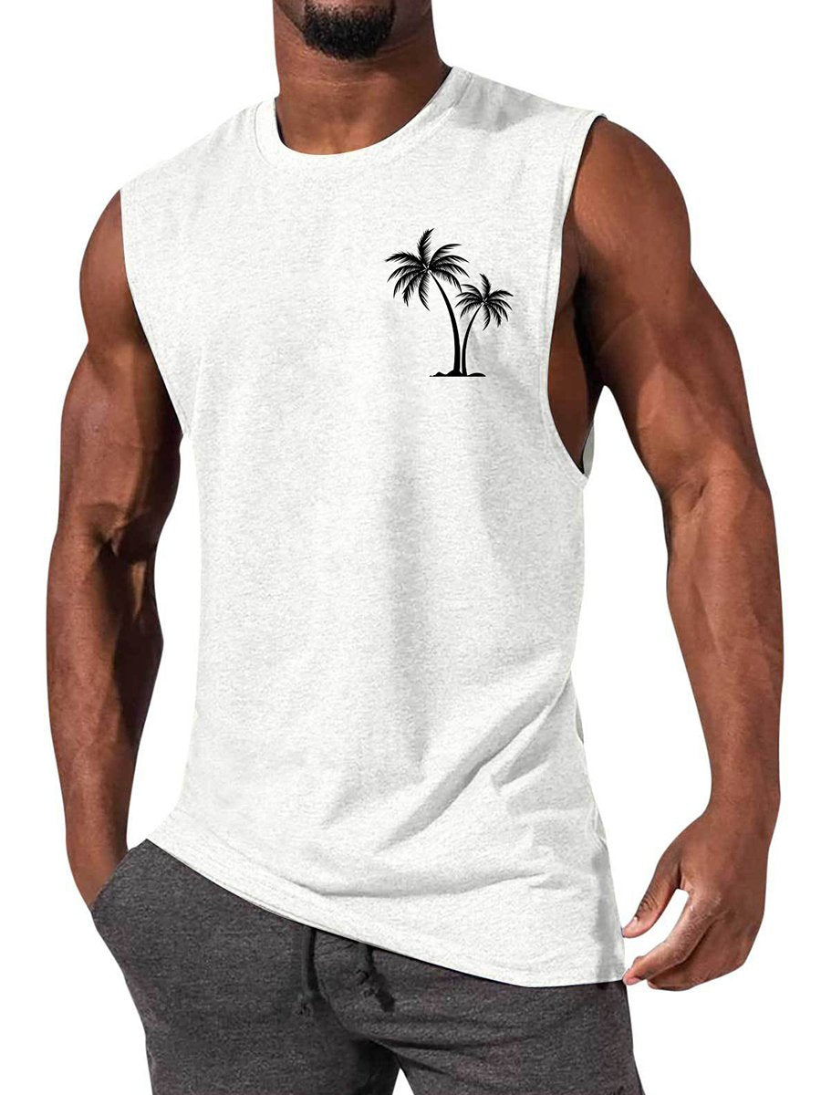 Men's T-shirt Hawaiian Coco Casual Comfort Print Sleeveless T-Shirt