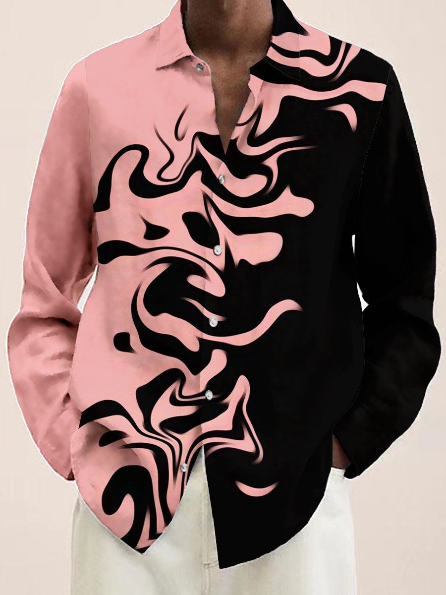 Men's Art Design Print Casual Long Sleeve Shirt