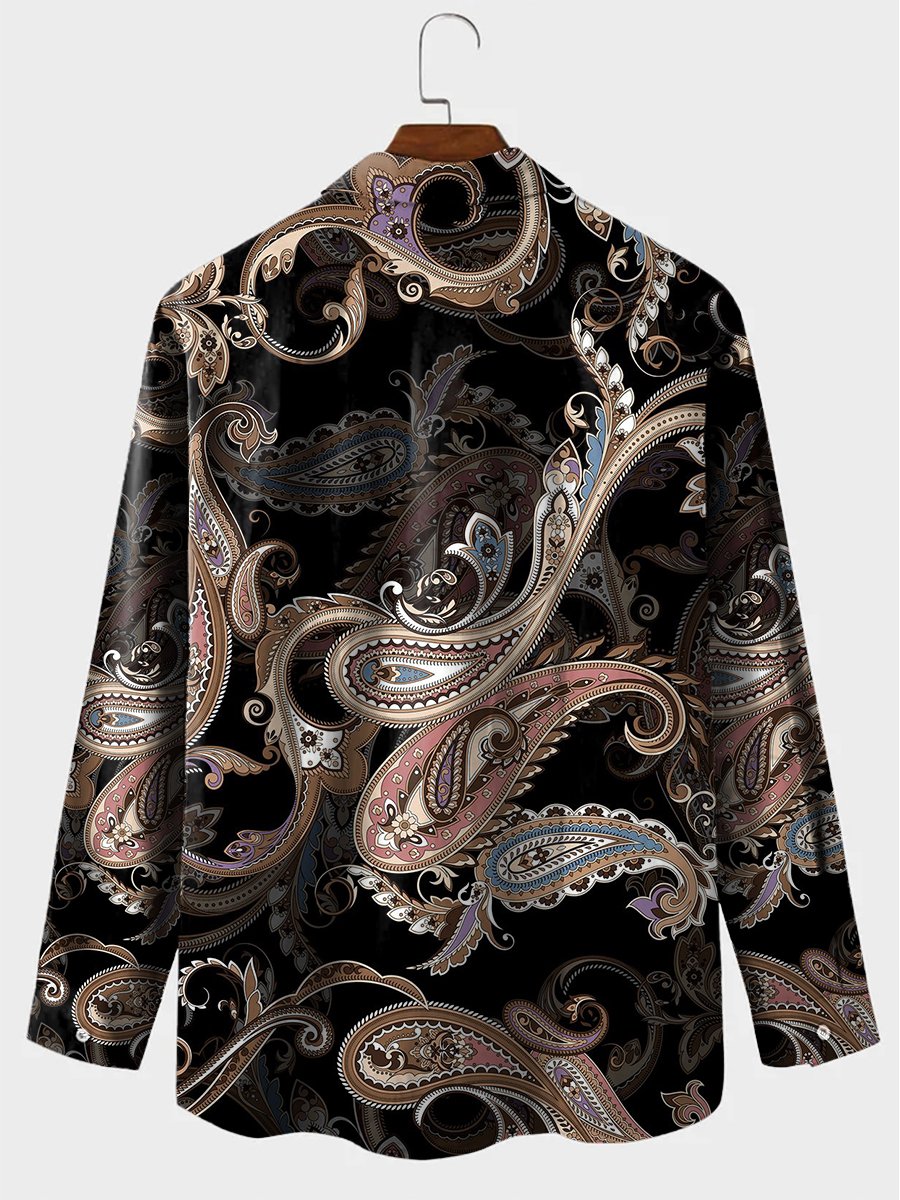 Men's Paisley Pattern Print Casual Long Sleeve Shirt