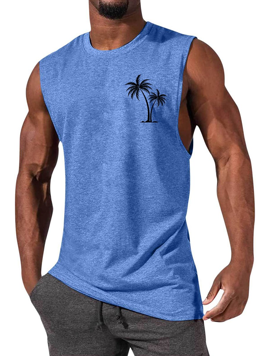 Men's T-shirt Hawaiian Coco Casual Comfort Print Sleeveless T-Shirt