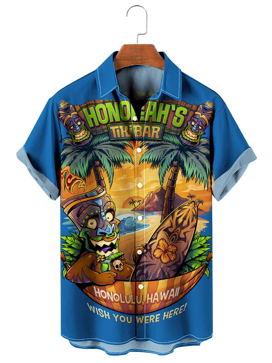 Tiki Man Beach Tiki Bar Hawaiian Shirt