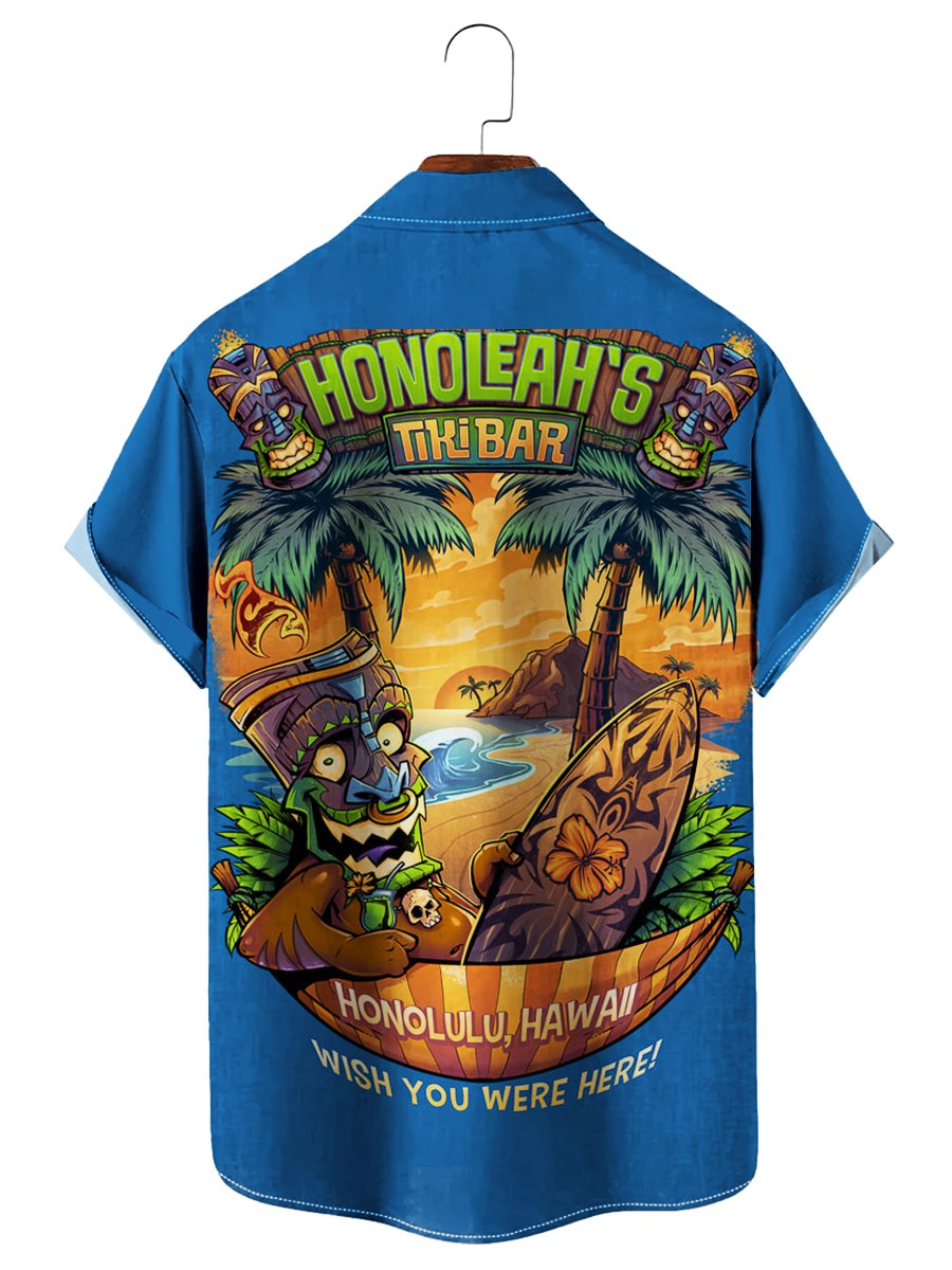 Tiki Man Beach Tiki Bar Hawaiian Shirt