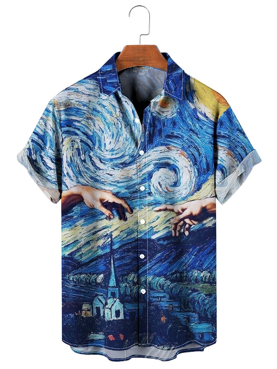 Van Gogh Starry Night Art Design Hawaiian Shirt