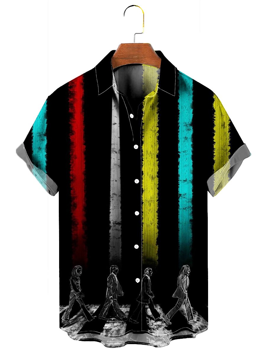 The Beatles Abbey Road Color Stripes Hawaiian Shirt