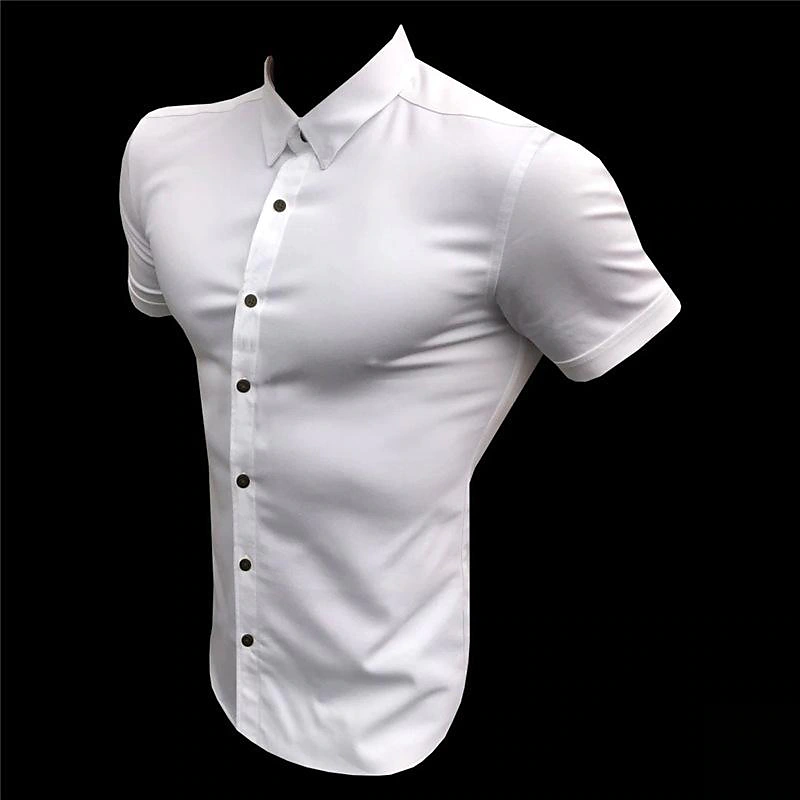 Men's thin solid color non-iron shirt