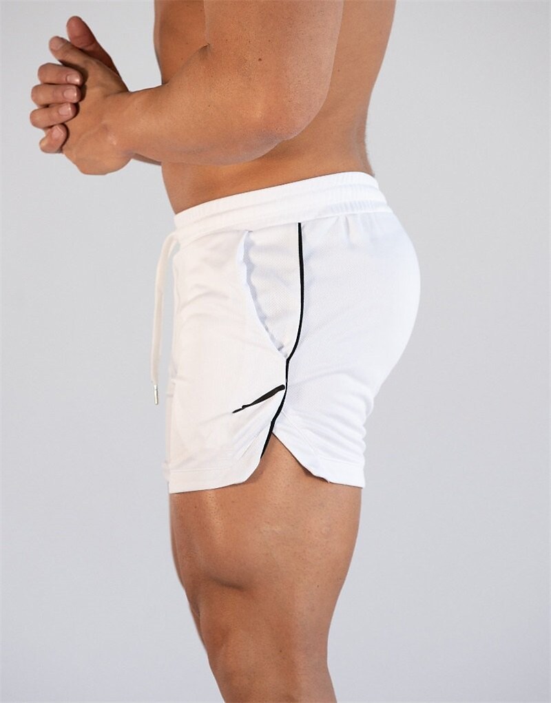 Men's Drawstring  Beach Gym Micro-elastic Solid Colored Sporty  Shorts 