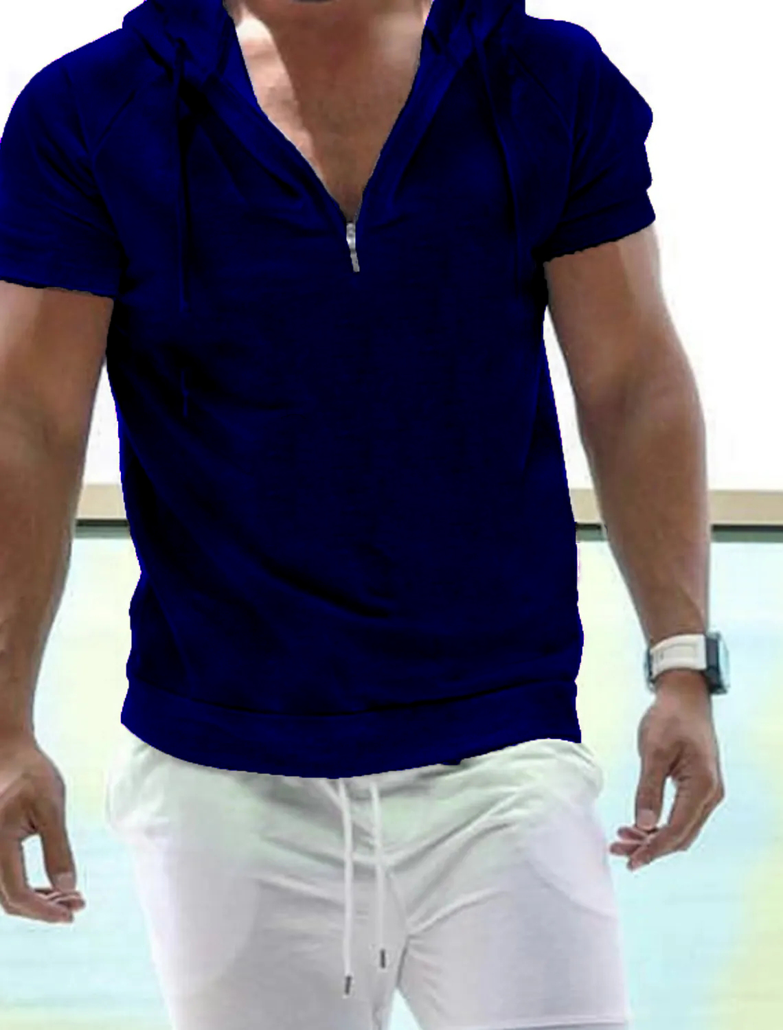 Men's T-Shirt Zip Short Sleeve Top