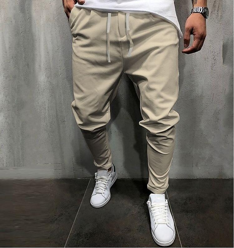 Men's solid color eight color ninth pants