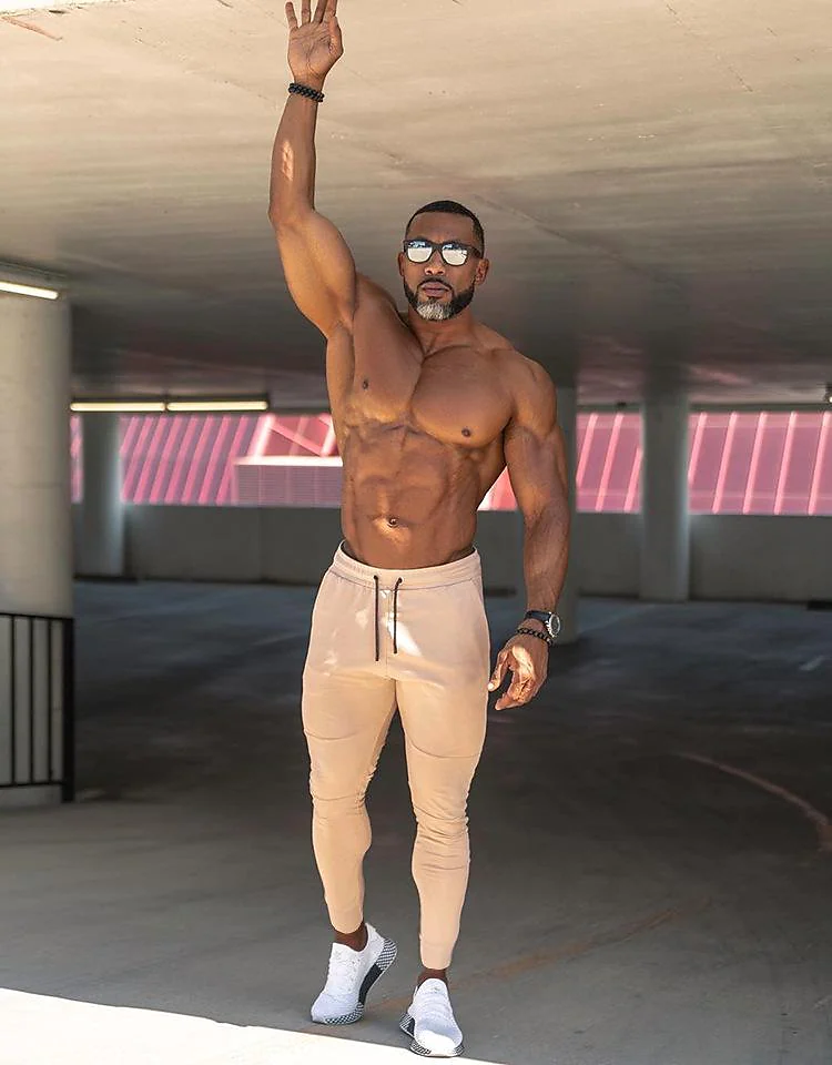 muscle boy fitness training pencil pants elastic leg trousers men's autumn thin running sports pants