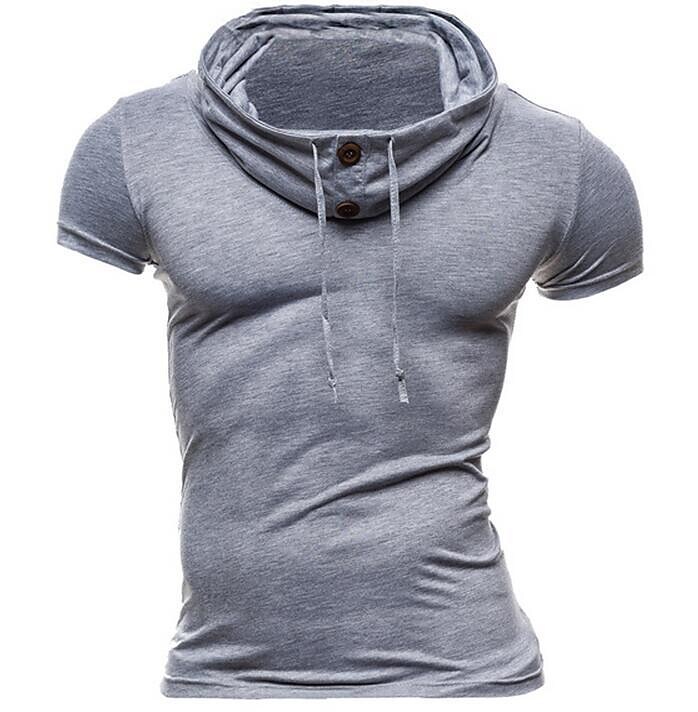 Men's Solid Color Short Sleeve Pile Collar Cardigan