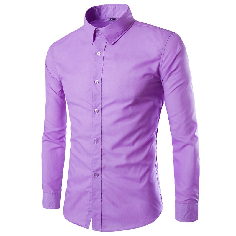 Men's shirt solid color business long sleeve