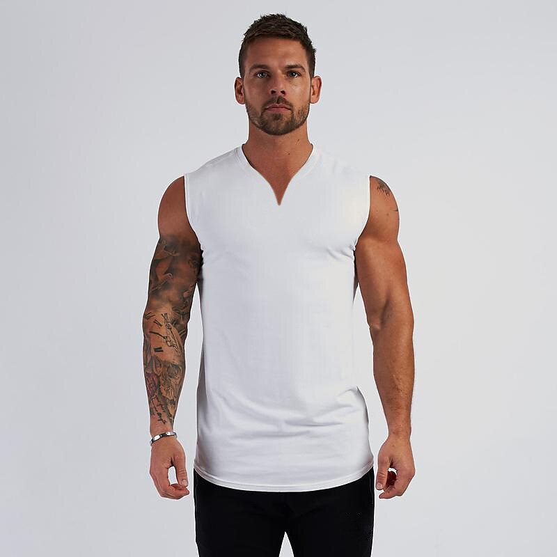 Solid V-Neck Sleeveless Casual Top