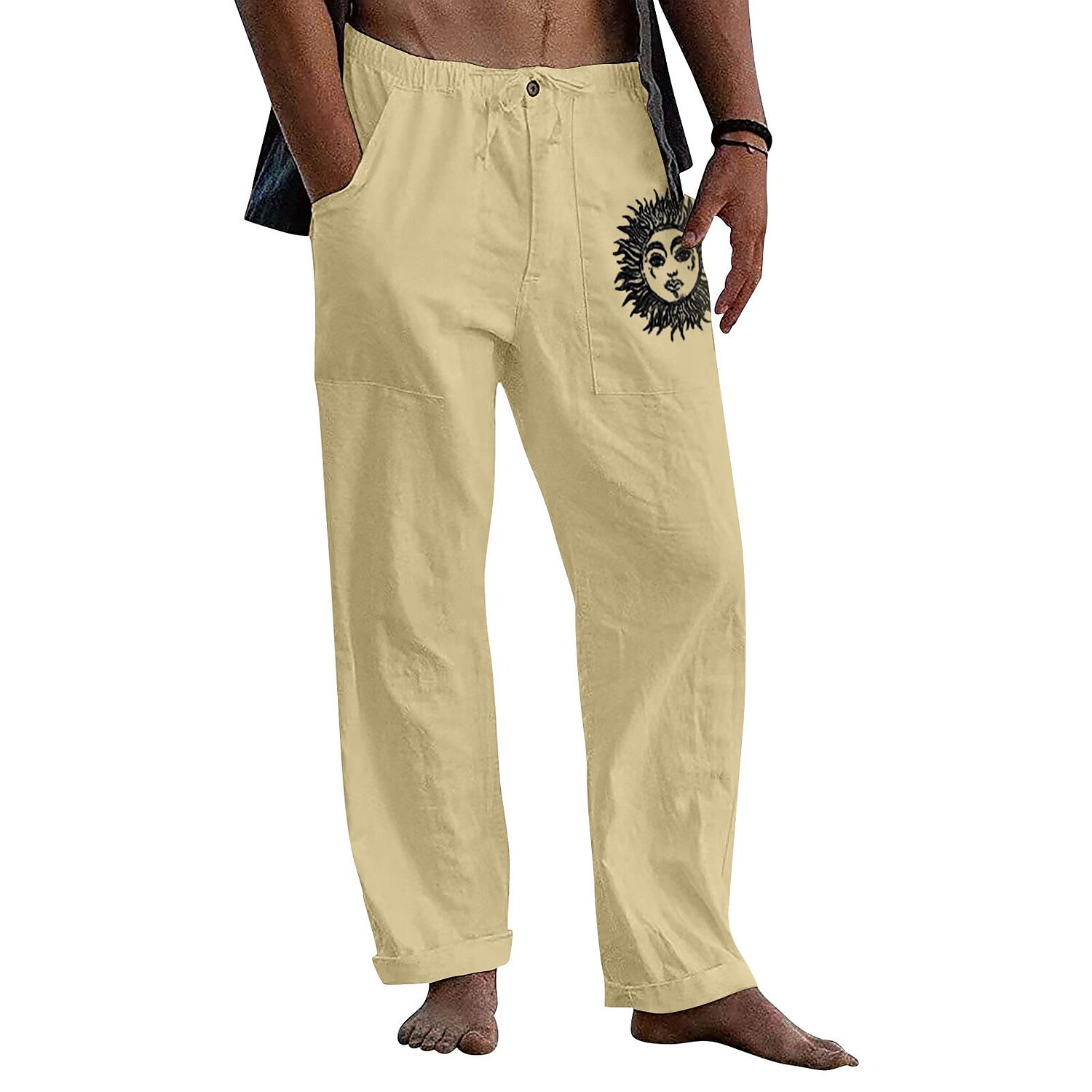 Men's Chinese Stretch Drawstring Straight Leg Pants