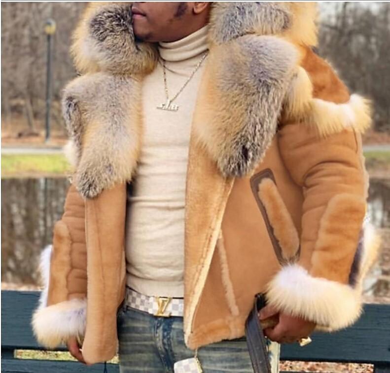 Men's Faux Fur Long Sleeve Jacket