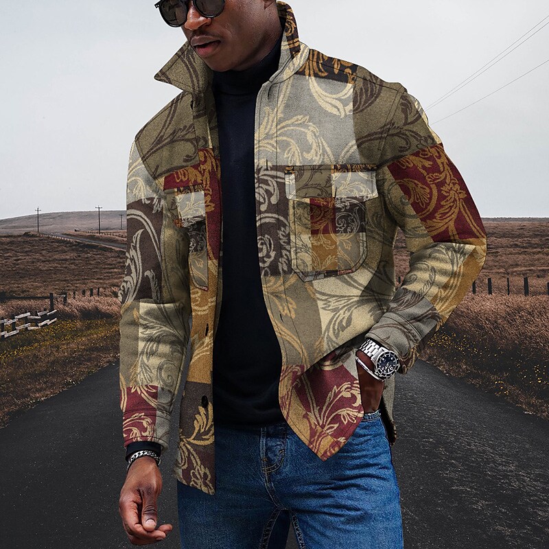 Men's Diamond 3D Digital Print Loose Jacket