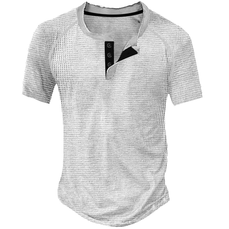 Men's Outdoor Casual Daily Fashion Comfortable Breathable Soft Plain Short Sleeve Henley Shirt