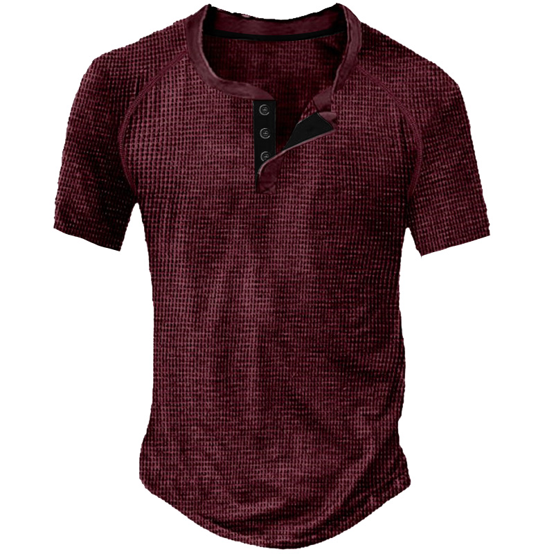 Men's Outdoor Casual Daily Fashion Comfortable Breathable Soft Plain Short Sleeve Henley Shirt