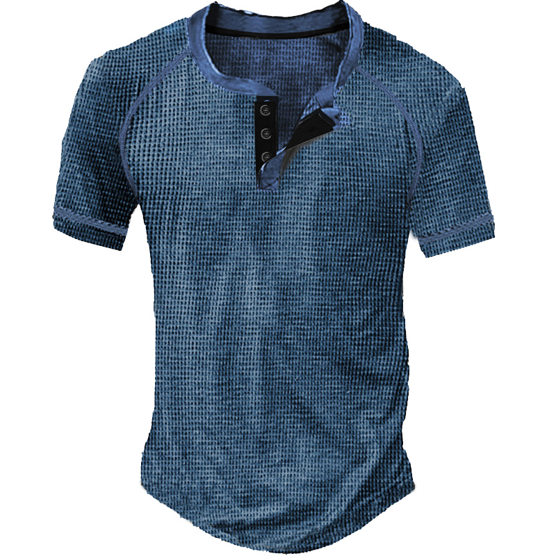 Men's Outdoor Casual Daily Fashion Comfortable Breathable Soft Plain Short Sleeve Henley Shirt