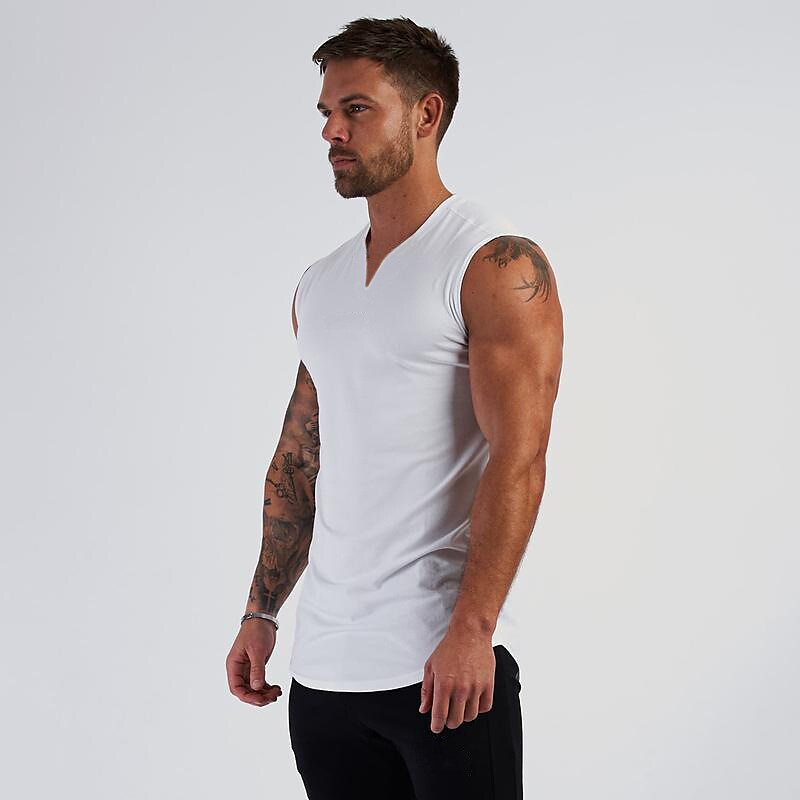 Solid V-Neck Sleeveless Casual Top