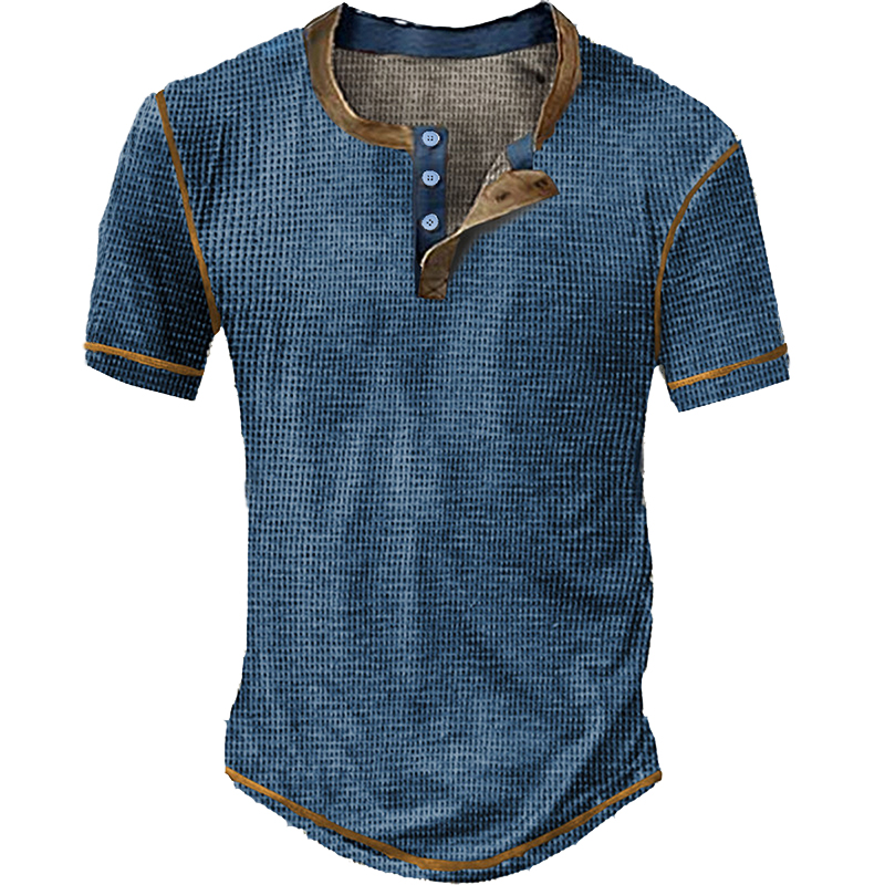Men's Waffle Short Sleeve  Henley Shirt
