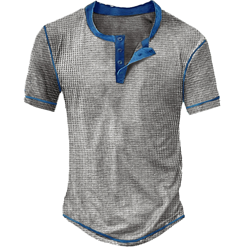 Men's Waffle Short Sleeve  Henley Shirt