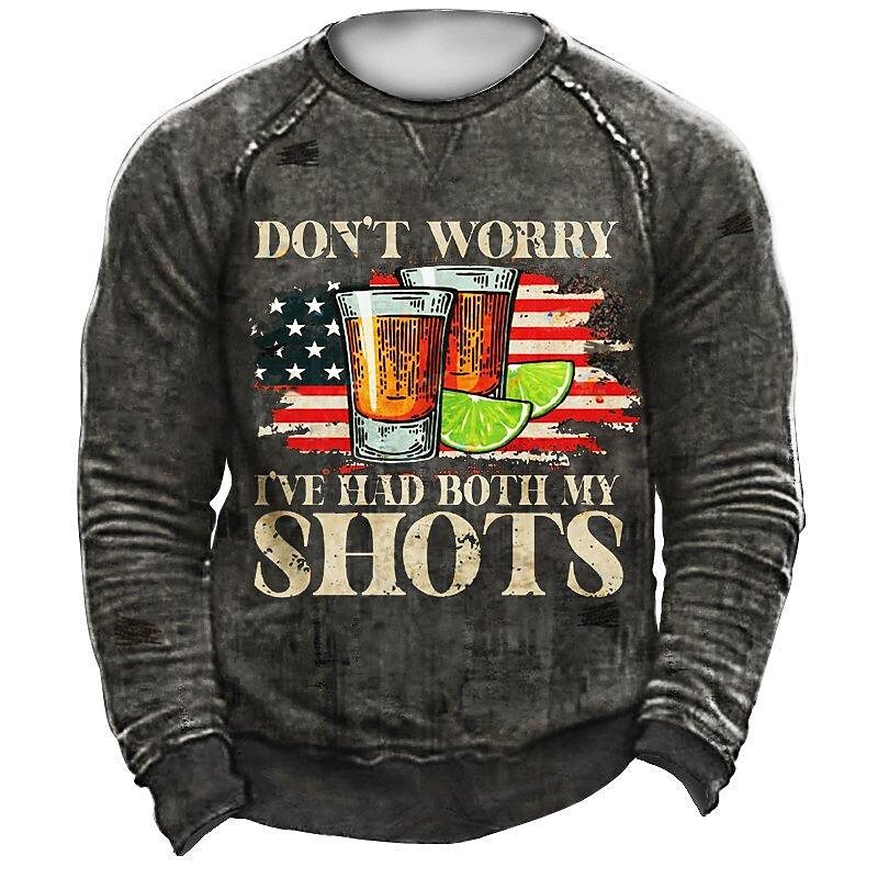  spring and autumn new men's 3d fashion american flag trend printing sweater