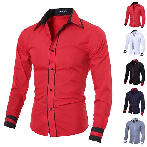 Men's shirts plus size basic long sleeves