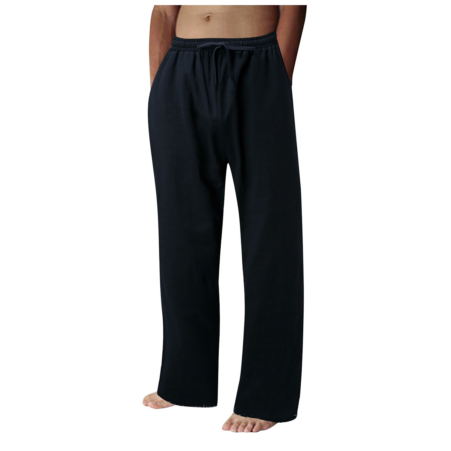 Men's Casual Pants Classic Fit Elastic Waist Drawstring Trousers 