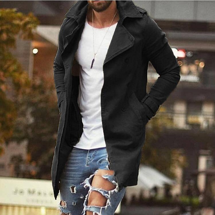 Men's mid-length slim fit trench coat
