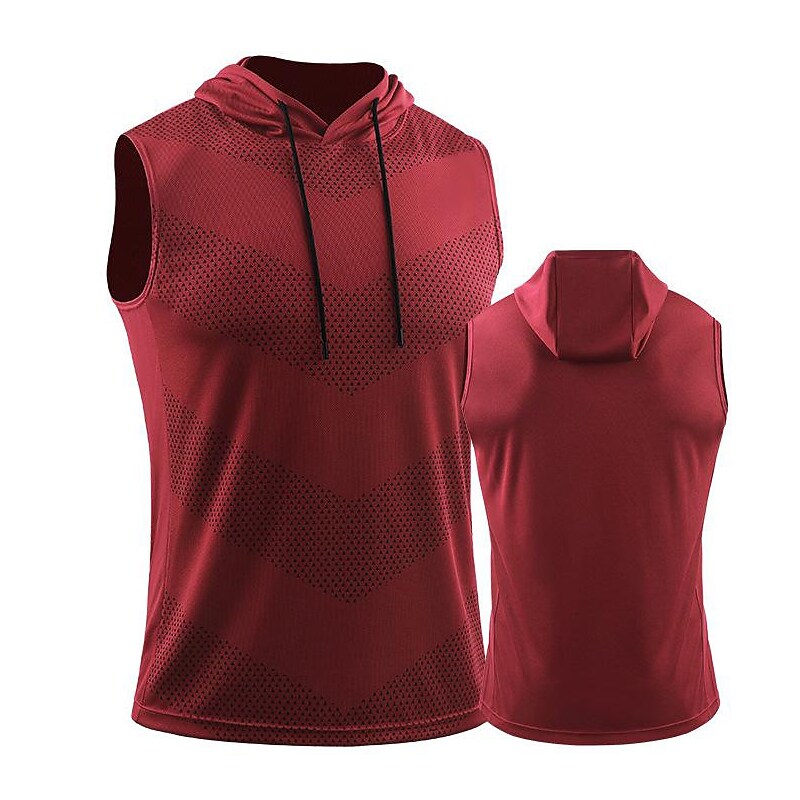 Sports-print hooded tank top