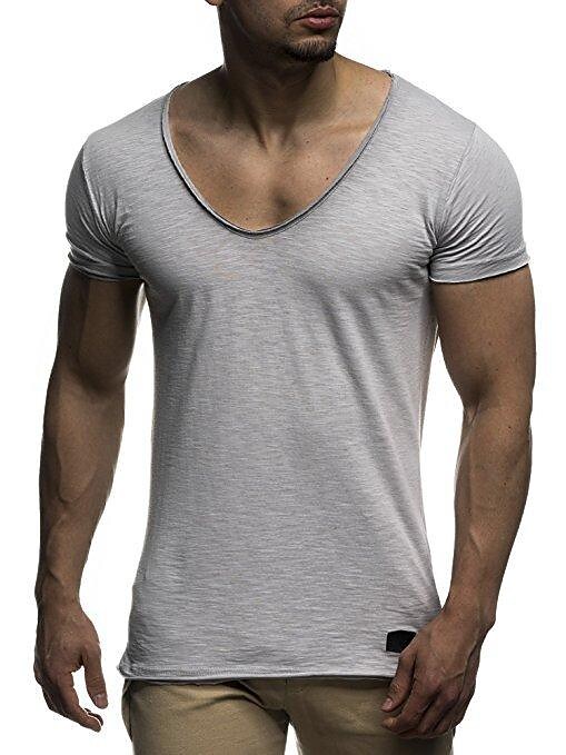 New men's fashion sweetheart neck t-shirt men's summer casual sports short-sleeved t-shirt