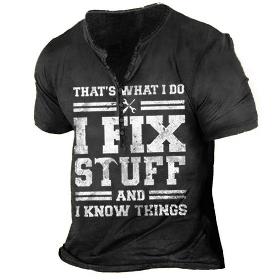 Men's Henley Shirt Tee T shirt Tee 3D Print Graphic Patterned Cross Plus Size Henley Daily Sports Button-Down Print Short Sleeve Tops Designer Basic Casual Big and Tall Brown / Summer / Summer