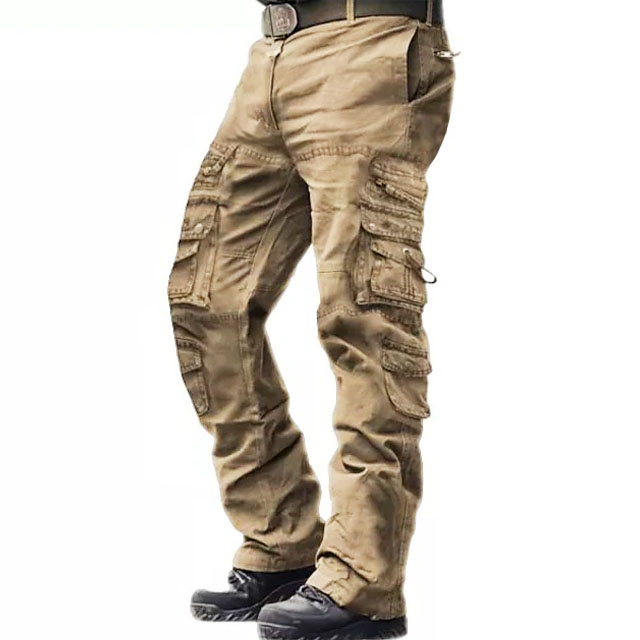 Men's Cargo Pants Cargo Trousers Tactical Pants Tactical Work Pants Multi Pocket Straight Leg Plain Full Length 100% Cotton Tactical Black khaki Micro-elastic